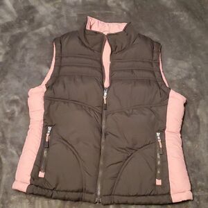 cowgirl puffer VEST REVERSIBLE PINK/BROWN M COZY WARM